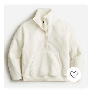 NWT J Crew Teddy Sherpa Button-Front Sweatshirt Small